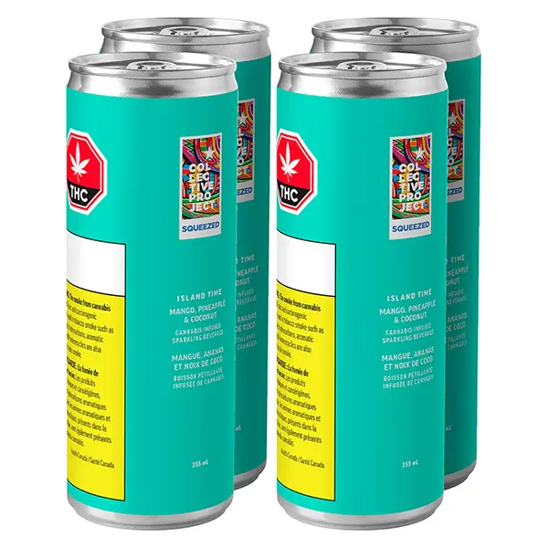 Image for Island Time Mango Pineapple & Coconut Sparkling Juice 4pk, cannabis soft drinks by Collective Project