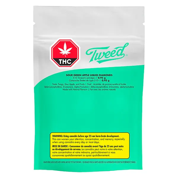 Image for Sour Green Apple Liquid Diamonds 510 Thread Cartridge, cannabis 510 cartridges by Tweed