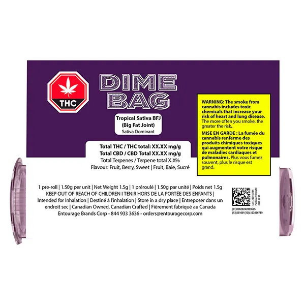 Image for Tropical Sativa BFJ Big Fat Joint, cannabis pre-rolls by Dime Bag
