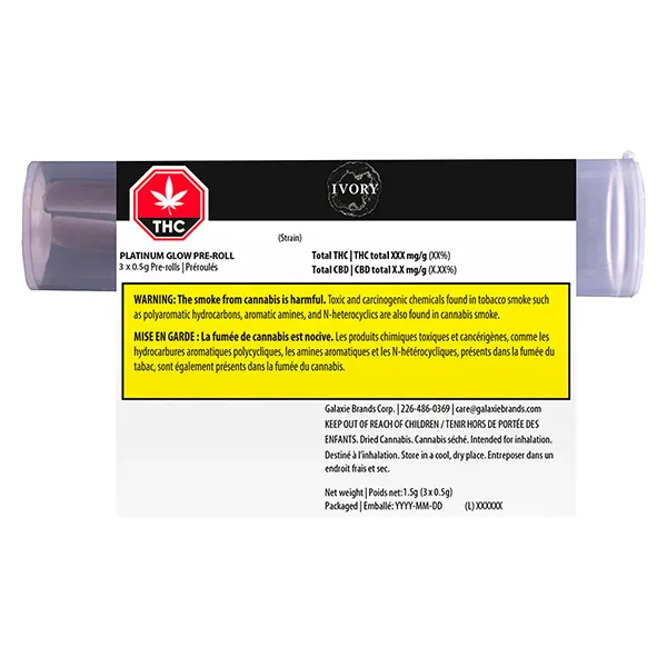 Image for Platinum Glow Pre-Roll, cannabis all products by Ivory