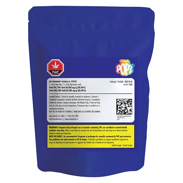 Image for Blueberry Vanilla Vape Popz, cannabis disposable vapes by Potluck