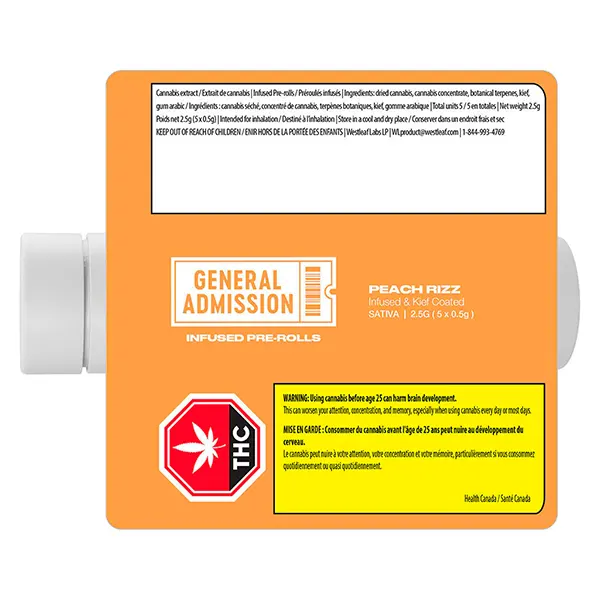 Image for Peach Rizz Infused Pre-Roll, cannabis pre-rolls by General Admission