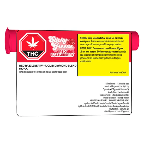 Red Razzleberry Liquid Diamond Infused Pre-Roll (Pre-Rolls) by Sticky Greens