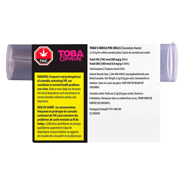 Image for Toba's Indica Pre-Rolls, cannabis all products by TobaGrown
