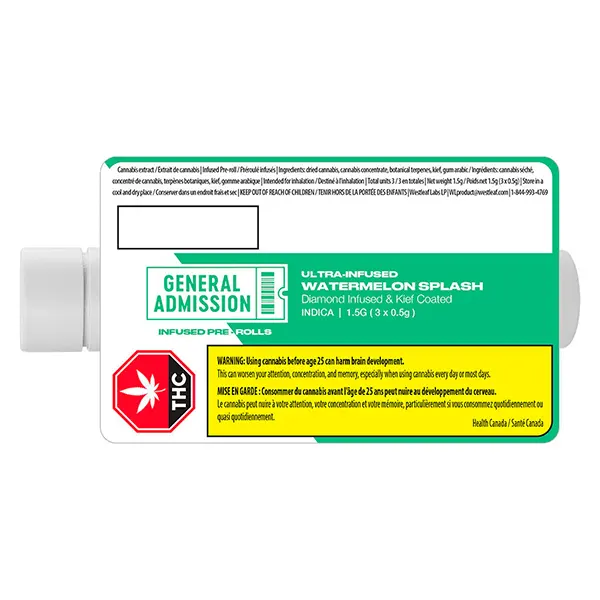 Watermelon Splash Diamond Infused Pre-Roll (Pre-Rolls) by General Admission