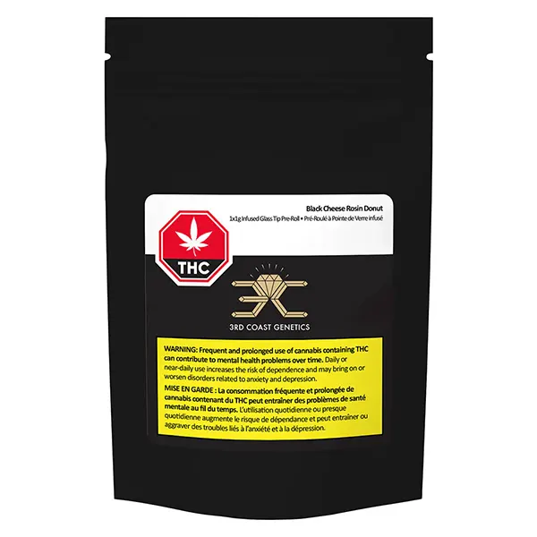 Black Cheese Rosin Donut Glass Tip Pre-Roll (Pre-Rolls) by 3rd Coast Genetics