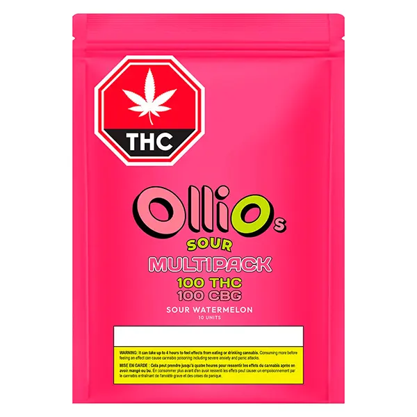 Image for 100 CBG 100 THC Multipack Sour Watermelon, cannabis gummies by Olli Brands