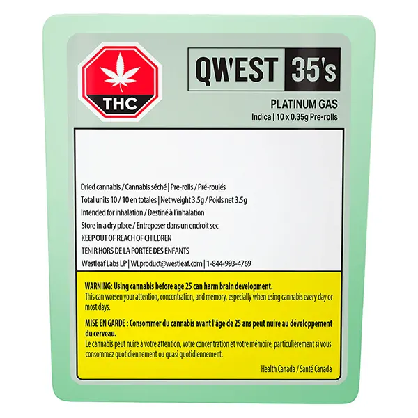 35's Platinum Gas Pre-Roll (Pre-Rolls) by Qwest