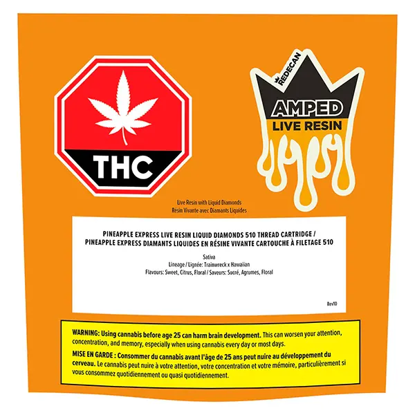 Image for Amped Live Resin Pineapple Express 510 Thread Cartridge, cannabis all products by Redecan