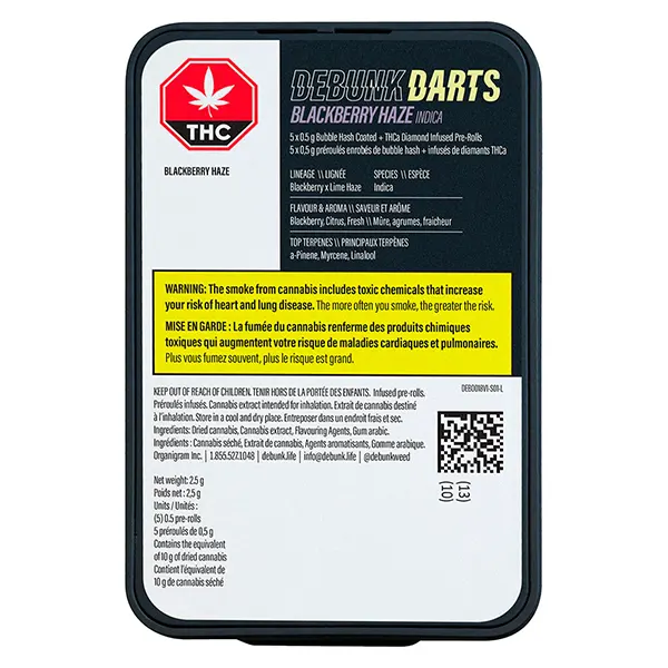 Image for Blackberry Haze Triple-Infused Bubble Hash Darts, cannabis pre-rolls by Debunk