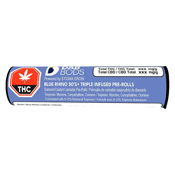 Image for Blue Rhino 50's+ Triple Infused Pre-Roll, cannabis pre-rolls by Dab Bods