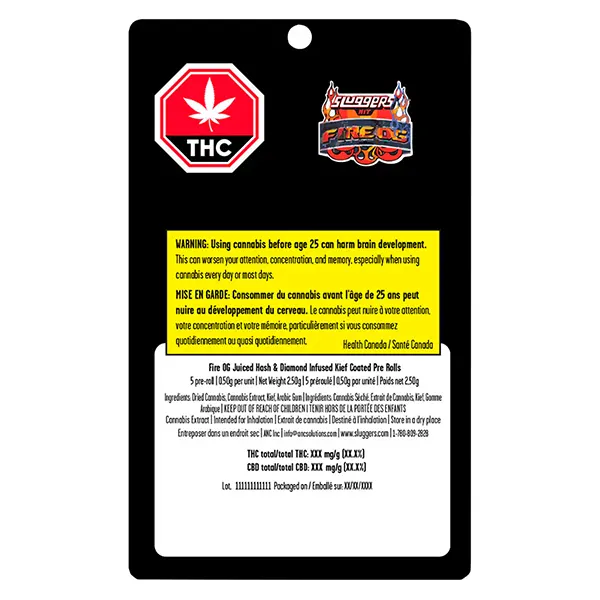 Image for Fire OG Juiced&ast; Hash & Diamond Infused Kief Coated Pre-Roll, cannabis pre-rolls by Sluggers