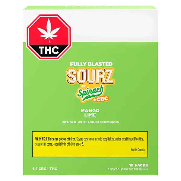 Fully Blasted Mango Lime 1:1 CBC THC Gummies (Gummies) by SOURZ by Spinach