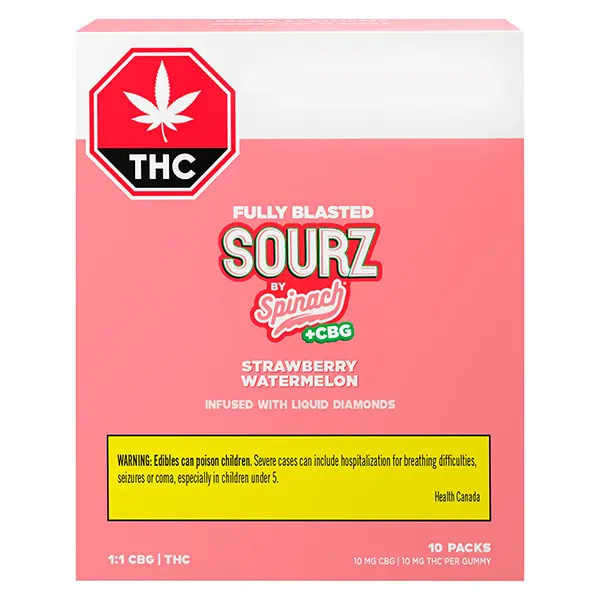 Fully Blasted Strawberry Watermelon 1:1 CBG THC Gummies (Gummies) by SOURZ by Spinach