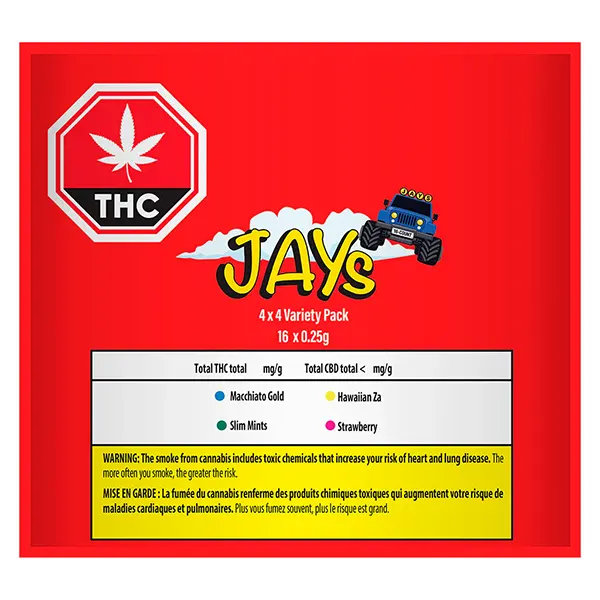 Image for 4x4 Infused Pre-Roll Variety Pack, cannabis pre-rolls by Jays