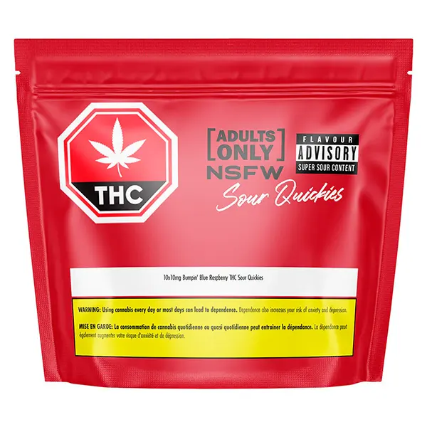 Image for NSFW Bumpin' Blue Raspberry THC Sour Quickies, cannabis hard candy by Adults Only