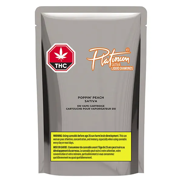 Image for Poppin' Peach Liquid Diamond 510 Thread Cartridge, cannabis 510 cartridges by Platinum