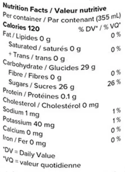 Nutrition Information for Sweet Pucker (Soft Drinks) by XMG