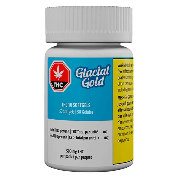 Image for THC 10 Softgels, cannabis capsules, softgels by Glacial Gold