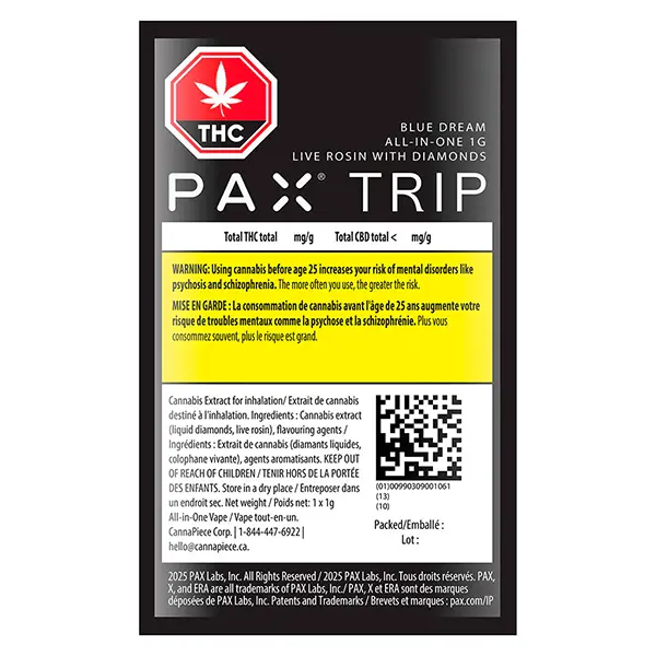 Image for Trip - Blue Dream - All in One Live Rosin with Diamonds, cannabis disposable vapes by PAX Labs