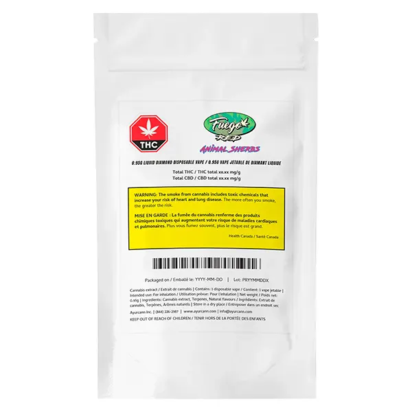 Image for Animal Sherbs Liquid Diamond Disposable Vape, cannabis disposable vapes by Fuego
