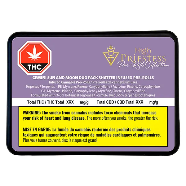 Image for Gemini Sun and Moon Duo Pack Shatter Infused Pre-Roll, cannabis pre-rolls by High Priestess