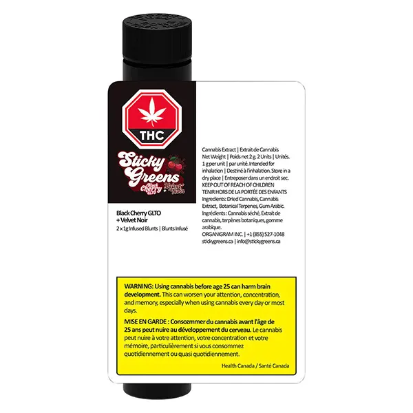 Image for Black Cherry GLTO+Velvet Noir infused Blunt combo pack, cannabis blunts by Sticky Greens