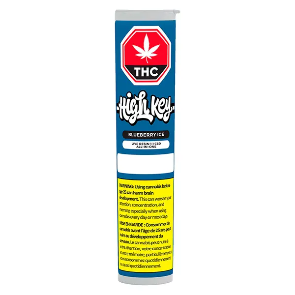 Blueberry Ice Live Resin 1:1 CBD All-In-One (Disposable Vapes) by High Key