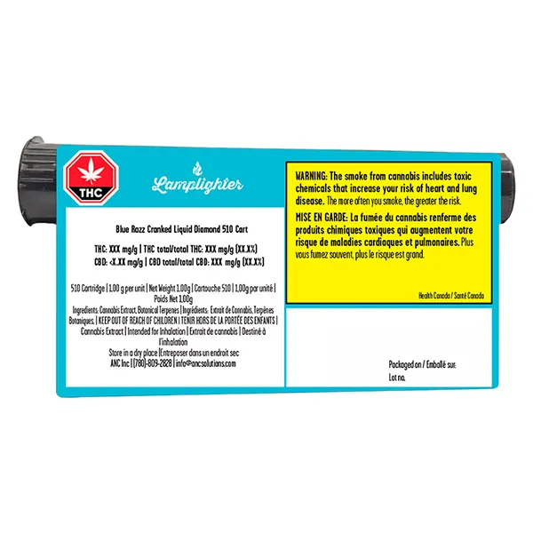 Blue Razz Cranked Liquid Diamond 510 Cart (510 Cartridges) by Lamplighter