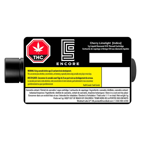 Image for Cherry Limelight Liquid Diamond 510 Thread Cartridge, cannabis 510 cartridges by Encore Supply Co