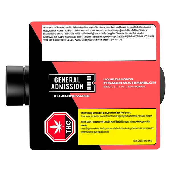 Frozen Watermelon Liquid Diamond All-In-One Vape (Disposable Vapes) by General Admission
