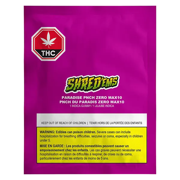 Image for Paradise PNCH ZERO Max10 THC Gummy, cannabis gummies by Shred'ems
