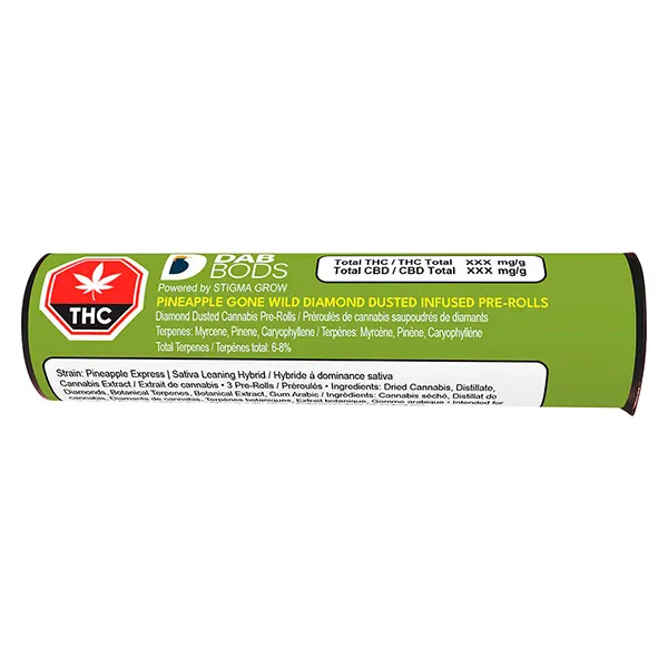 Image for Pineapple Gone Wild Diamond Dusted Infused Pre-Roll, cannabis pre-rolls by Dab Bods