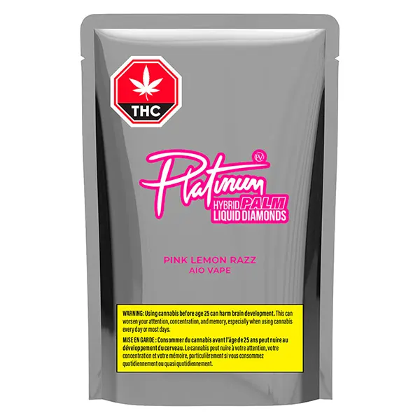 Image for Pink Lemon Razz Liquid Diamond AIO Vape, cannabis disposable vapes by Platinum