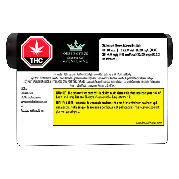 Image for Princess Cut Aventurine Infused Pre-Roll, cannabis pre-rolls by Queen of Bud