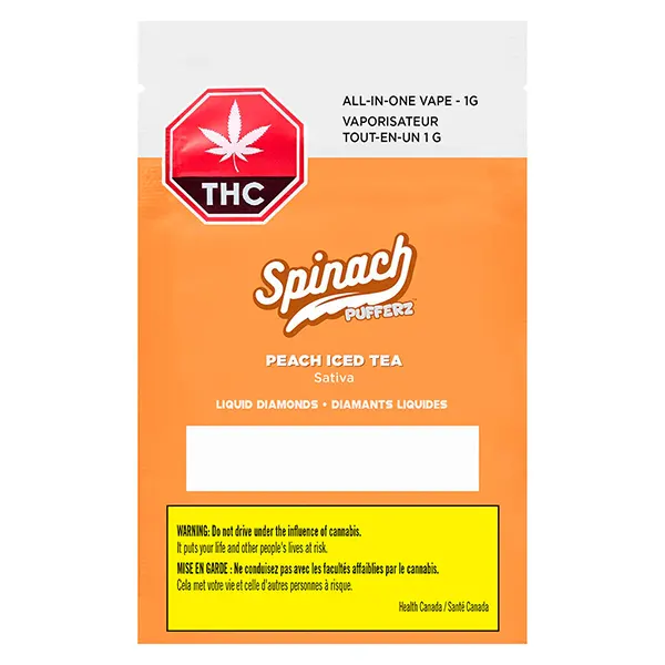 Image for Pufferz Peach Iced Tea All-in-One Liquid Diamonds Vape, cannabis disposable vapes by Spinach
