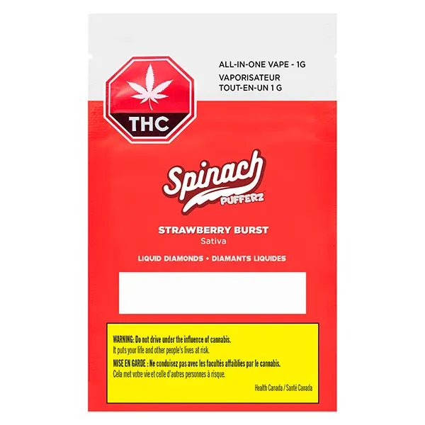 Image for Pufferz Strawberry Burst All-in-One Liquid Diamonds Vape, cannabis disposable vapes by Spinach
