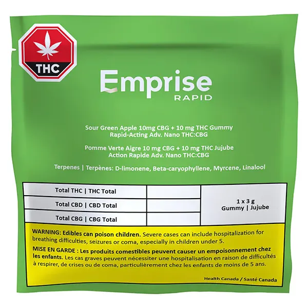 Image for Sour Green Apple 10 CBG + 10 THC Gummy, cannabis gummies by Emprise