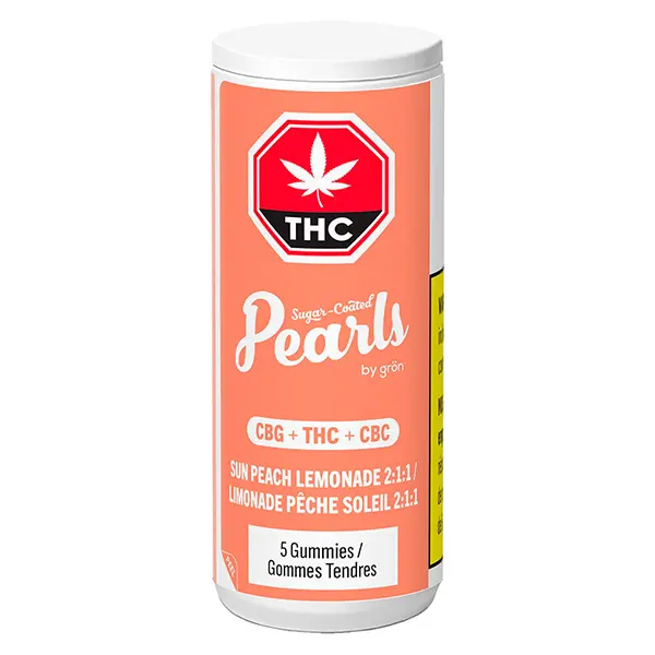 Image for Sun Peach Lemonade 2:1:1 CBG/THC/CBC, cannabis gummies by Pearls by Gron