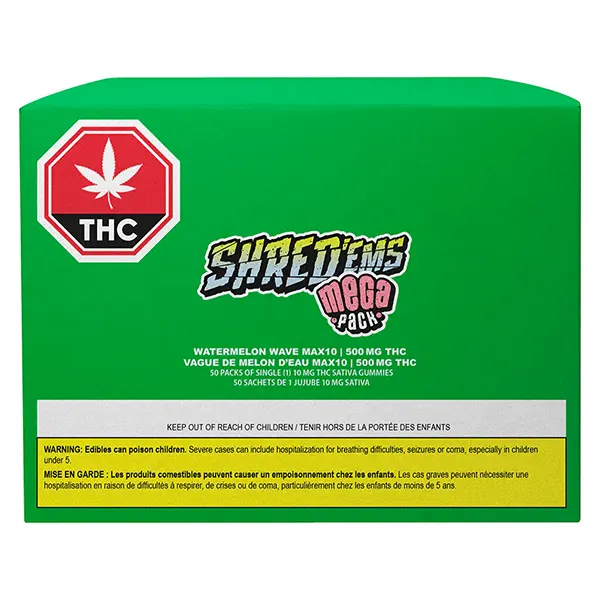 Image for Watermelon Wave MAX10 Mega Pack 500 THC Gummies, cannabis gummies by Shred'ems