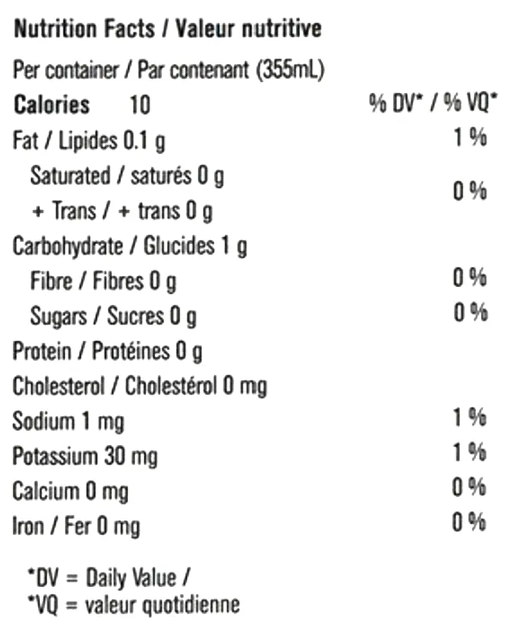 Nutrition Information for Zero Berry Lemonade 4pk (Juices) by M*ry Jones