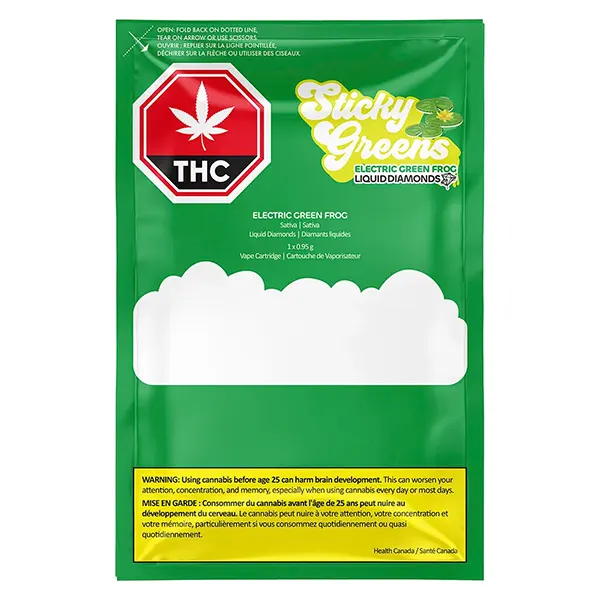 Electric Green Frog Liquid Diamonds 97+ 510 Thread Cartridge (Vapes) by Sticky Greens