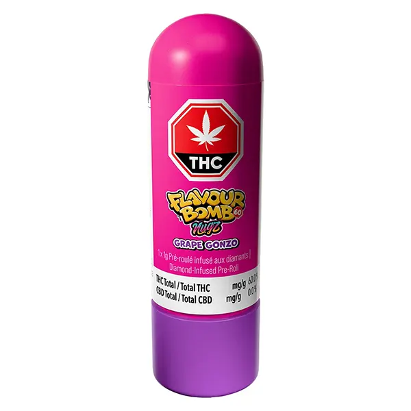 Image for Flavour Bomb 60 Grape Gonzo Diamond Infused Pre-Roll, cannabis pre-rolls by Nugz
