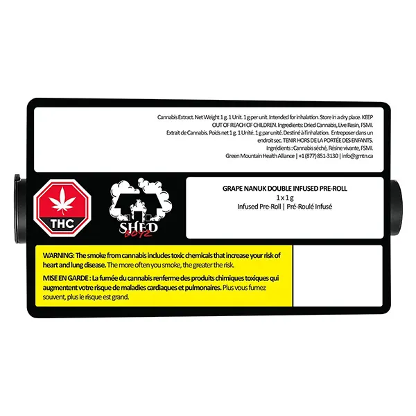 Image for Grape Nanuk Double Infused Pre-Roll, cannabis all products by Shed Boyz