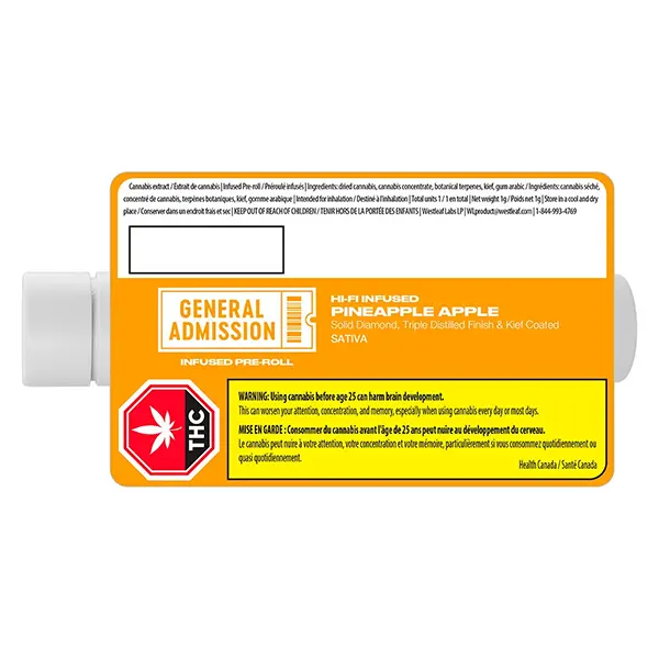 Image for Pineapple Apple Hi-Fi Infused Pre-Roll, cannabis all products by General Admission