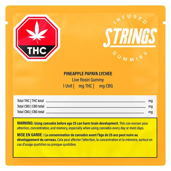 Image for Pineapple Papaya Lychee Live Rosin Gummy, cannabis edibles by Strings