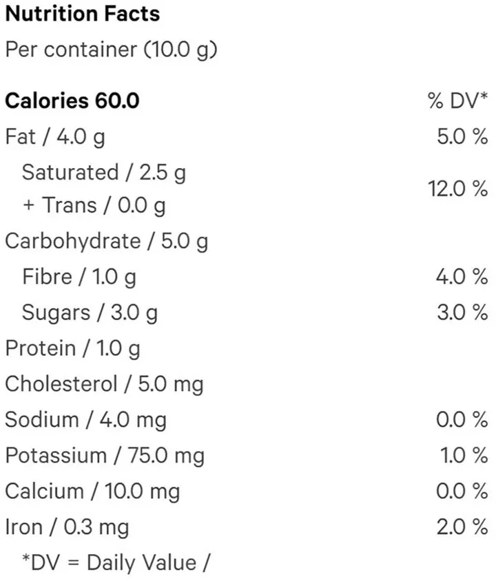 THC Dark Chocolate Bar (Chocolates) Nutrition Table