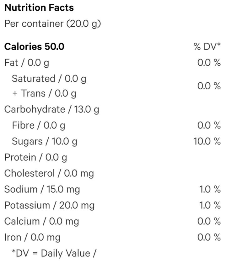 Peach Mango Soft Chews (4pc) (Gummies) Nutrition Table