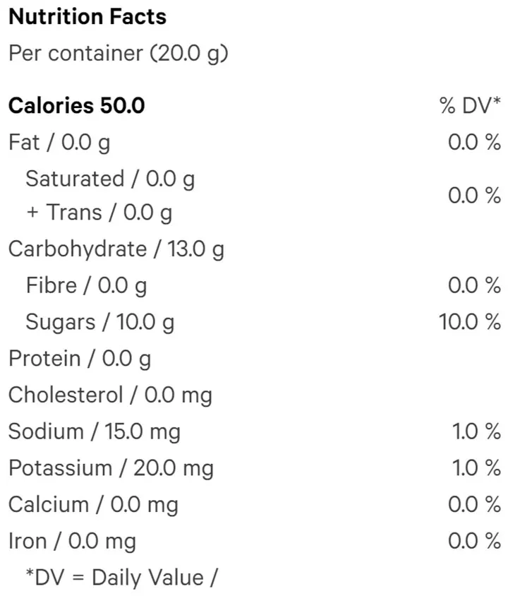 Pineapple Orange Soft Chews (4pc) (Gummies) Nutrition Table