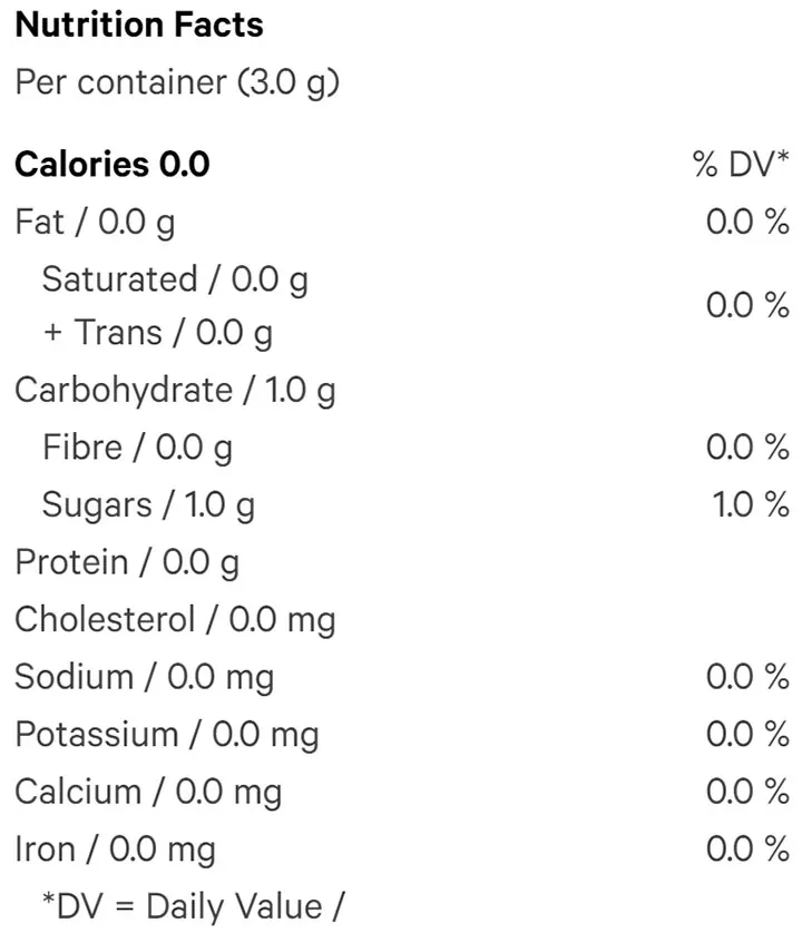 Vanilla Rooibos Tea (Beverages) Nutrition Table